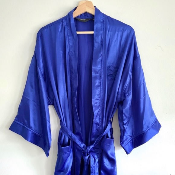 Dior Other - Christian Dior Monsieur Long Sapphire Blue Satin Robe